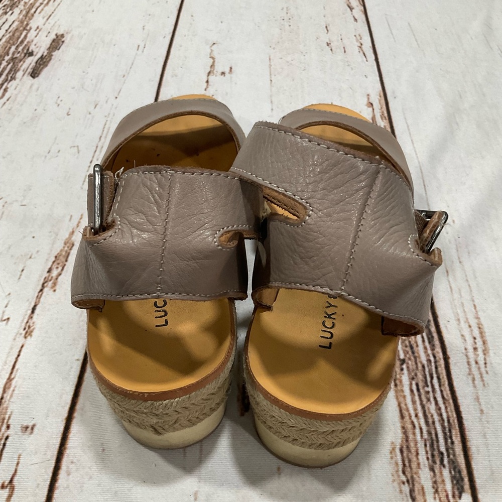 LUCKY‎ BRAND TAUPE LEATHER ESPADRILLES SANDALS - Picture 6 of 10